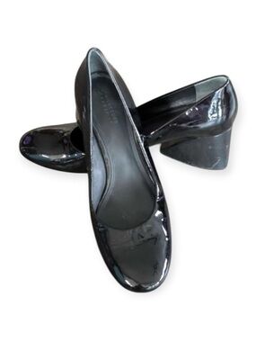 Mercedes Castillo Patent Leather Heels Black Block Heel Shoes 39 US 9